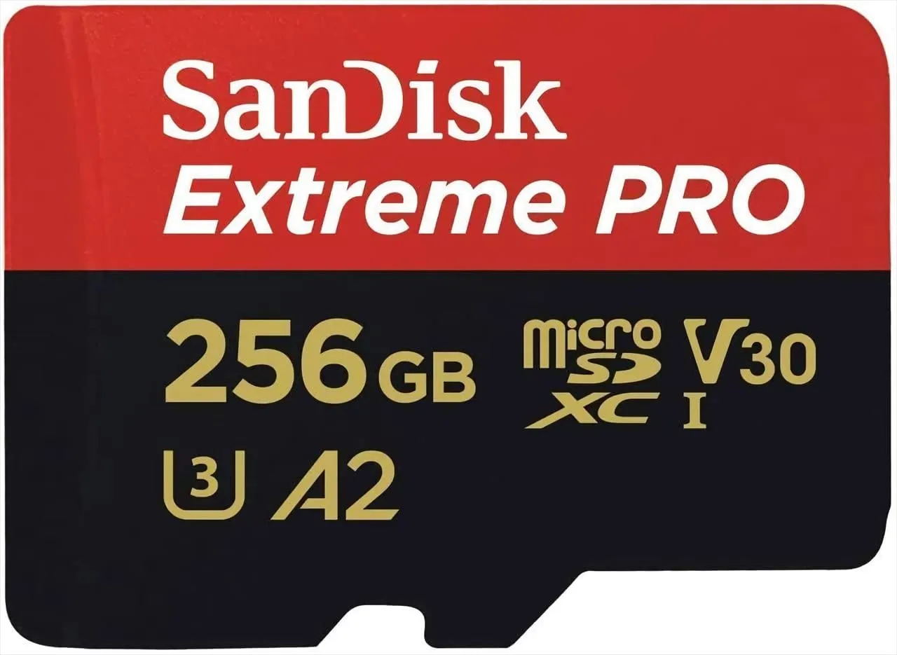 SanDisk microSDXC 256GB Extreme PRO SDSQXCD-256G-GN6MA R: 200MB/s W: 140MB/s UHS-I U3 V30 4K Ultra HD A2 Compatible with SD Adapter Included